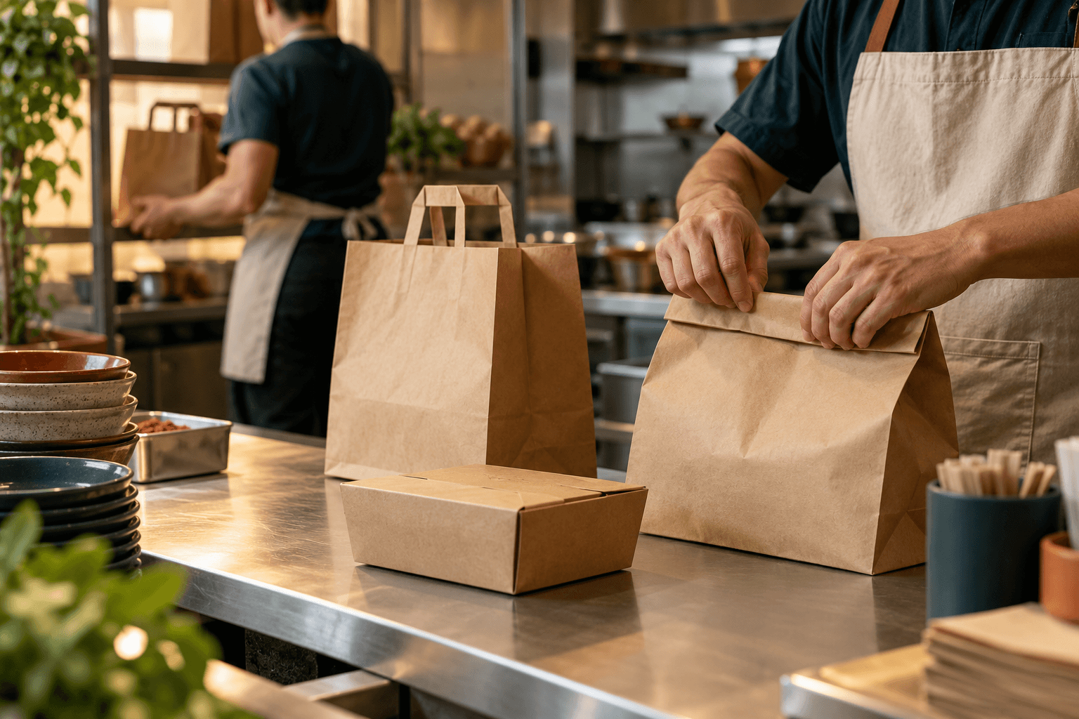 Takeaway orders being prepared for delivery
